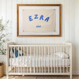 Baby Name Flag, Canvas Flag, Nursery Sign, Custom Banner , Boho Nursery Decor, Baby Shower Gift, Wall Art Decor - thumbnail 2