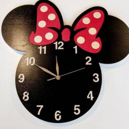 Minnie Mouse Wall Clock, Girls Room Decor, Wooden Non-Ticking 13-18Inch Clock - thumbnail 2