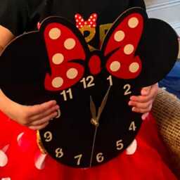 Minnie Mouse Wall Clock, Girls Room Decor, Wooden Non-Ticking 13-18Inch Clock - thumbnail 3