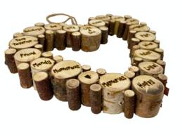 Personalised Birch Wood Slice Heart Plaque - Engraved Names & Phrases Valentines - thumbnail 1
