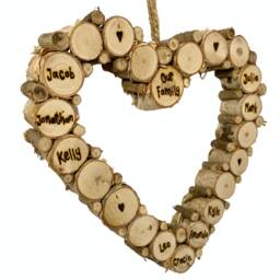 Personalised Birch Wood Slice Heart Plaque - Engraved Names & Phrases Valentines - thumbnail 3