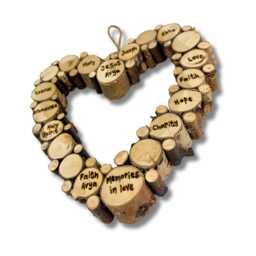 Personalised Birch Wood Slice Heart Plaque - Engraved Names & Phrases Valentines - thumbnail 2
