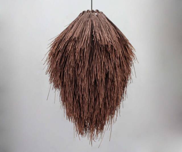 "Handwoven Rattan Pendant Light, Rustic Ceiling Romantic Style Lighting, Lampshde W15"" X H19.7" - image 1