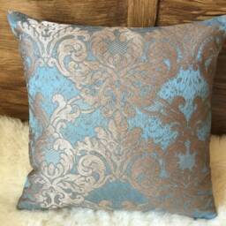 Decorative Jacquard Cushions - Blue Or Light Blue, Elegant & Sophisticated, Classic Ornaments, High-Quality Weave, Baroque Style - thumbnail 3