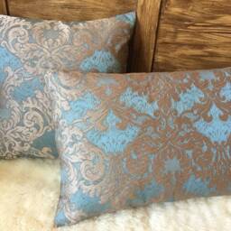Decorative Jacquard Cushions - Blue Or Light Blue, Elegant & Sophisticated, Classic Ornaments, High-Quality Weave, Baroque Style - thumbnail 2