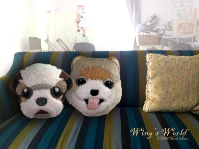 Dog Cushion, Shih Tzu, Pomeranian Pillow, Felt Machine Embroidered, Gift For Dog Lover, Decorative Throw Cushion, Pillow - image 1