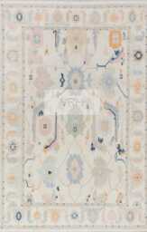 Cream Modern Oushak Hand Knotted Rug 4x6, 5x8, 6x9, 8x10, 9x12, 10x14 Ft Handmade Rugs For Living Room - Antique Ethnic Rug - thumbnail 1