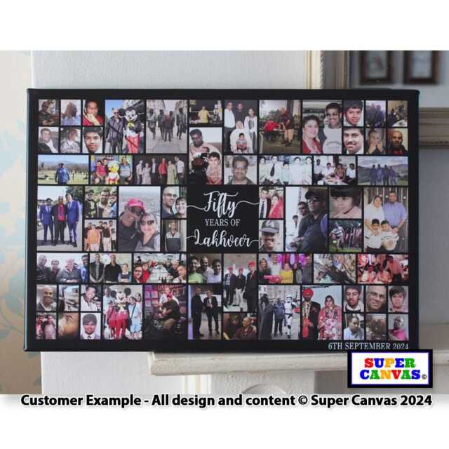Happy 50Th Birthday Personalised Mum Dad 56 Photo Party Display Board Picture Collage Wall Art Framed Canvas Print Handmade Gift - image 1