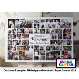 Happy 50Th Birthday Personalised Mum Dad 56 Photo Party Display Board Picture Collage Wall Art Framed Canvas Print Handmade Gift - thumbnail 2