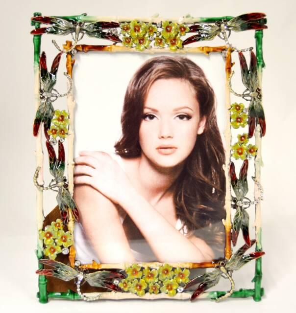 Ciel Collectables Floral Dragonfly Picture Frame Made By Hand With Austrian Crystals - image 1