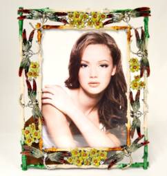 Ciel Collectables Floral Dragonfly Picture Frame Made By Hand With Austrian Crystals - thumbnail 1
