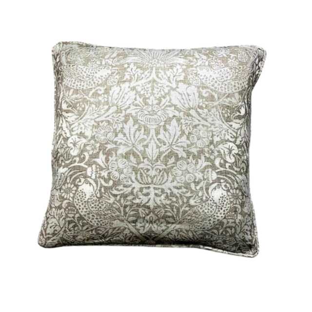 William Morris Pure Strawberry Thief, Dove, Arts & Crafts, Grey Linen Cushion Cover, Throw Pillow Home Decor - image 1
