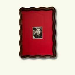 A4 Handmade Solid Teak Walnut Wood Picture Frame - Mid Century Modern Style With Scalloped Mountboard Retro Housewarming Gifts - thumbnail 3