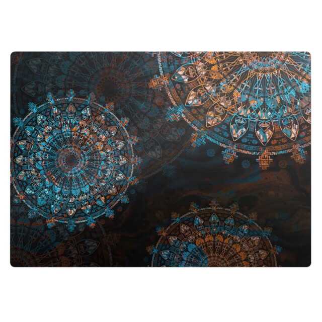Geometric Mandalas Office Chair Floor Protector, Black Desk Mat, Pattern Vinyl Gaming Mat - image 1