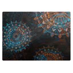 Geometric Mandalas Office Chair Floor Protector, Black Desk Mat, Pattern Vinyl Gaming Mat