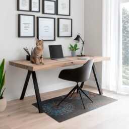 Geometric Mandalas Office Chair Floor Protector, Black Desk Mat, Pattern Vinyl Gaming Mat - thumbnail 3