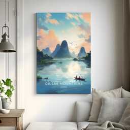 Giulin Mountains Travel Print - China, Guangxi, Poster, Home Decor, Gift Or Canvas - thumbnail 3