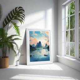 Giulin Mountains Travel Print - China, Guangxi, Poster, Home Decor, Gift Or Canvas - thumbnail 2