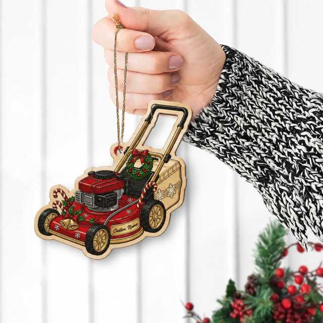 Custom Lawn Mower Ornament - Personalized Christmas Gift For Dad - image 1