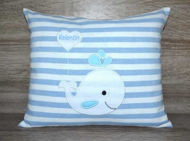 Whale Pillow, Pillow With Whale, Whale Name Baptism Birth - image 1