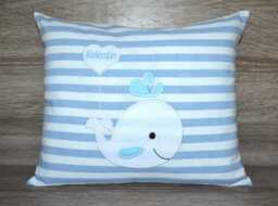 Whale Pillow, Pillow With Whale, Whale Name Baptism Birth - thumbnail 1