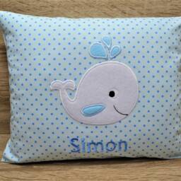 Whale Pillow, Pillow With Whale, Whale Name Baptism Birth - thumbnail 2