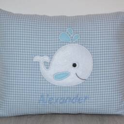 Whale Pillow, Pillow With Whale, Whale Name Baptism Birth - thumbnail 3