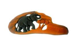 "Wood Carving Elephant With Tree Wooden Hand Carved Natural Rustic Driftwood Art Home Decor Wall Hanging/Gift 19""x8"