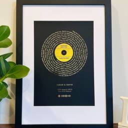 Song Lyrics Custom Metallic Foil Print - Favourite Gold, Silver, Black, White Wedding, Birthday, Anniversary, Christmas A4 & A3 - thumbnail 2