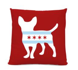 Chicago Flag Chihuahua Pillow - Dog Lover Home Decor - thumbnail 1