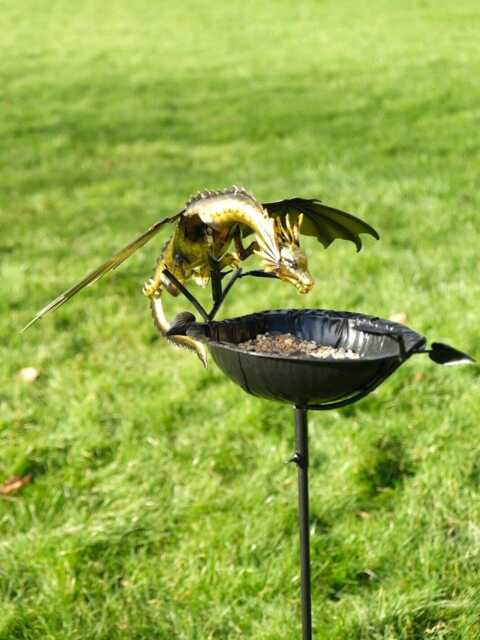 Dragon Birdbath Bird Bath Feeder Garden Water Bowl Gift Decor Decoration Stake - image 1