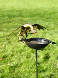 Dragon Birdbath Bird Bath Feeder Garden Water Bowl Gift Decor Decoration Stake - thumbnail 1