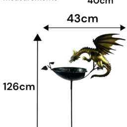 Dragon Birdbath Bird Bath Feeder Garden Water Bowl Gift Decor Decoration Stake - thumbnail 2