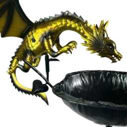 Dragon Birdbath Bird Bath Feeder Garden Water Bowl Gift Decor Decoration Stake - thumbnail 3