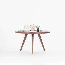 Okko - Round Dining Table, Black Walnut Kitchen Table - thumbnail 3