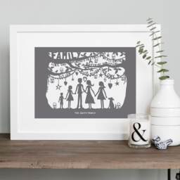 Personalised Family Silhouette Art Print, Pets Included - thumbnail 1
