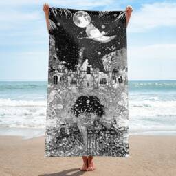 Duma Key Beach Towel, Stephen King Art, Pen Ink Illustration - thumbnail 1
