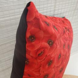 Red Poppy Cushion Cover Tuscan Floral Pillow - thumbnail 3
