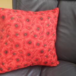 Red Poppy Cushion Cover Tuscan Floral Pillow - thumbnail 2
