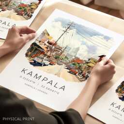 Kampala Uganda Travel Print, Africa Prints, East Africa, Wall Gifts, Decor - thumbnail 1