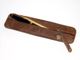 Leather Pencil Case Waxed Brown Classic Case Waxed Leather Brown
