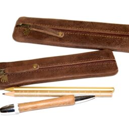 Leather Pencil Case Waxed Brown Classic Case Waxed Leather Brown - thumbnail 2