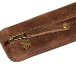 Leather Pencil Case Waxed Brown Classic Case Waxed Leather Brown - thumbnail 3