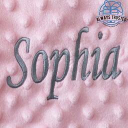 Personalised Baby Blanket Luxury Pink Bubble Style Grey Script Font Name Print - thumbnail 3