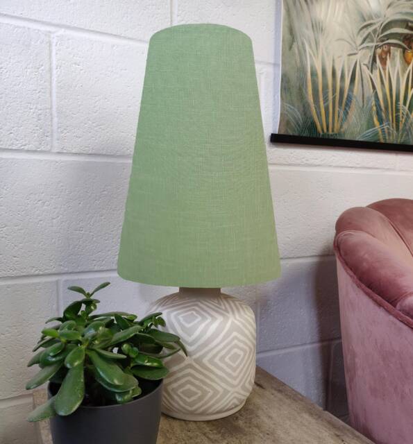 New Mini Sage Green Cone Lampshade in Linen, Conical Fat Lamp Shade - image 1