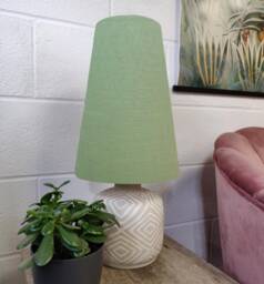 New Mini Sage Green Cone Lampshade in Linen, Conical Fat Lamp Shade - thumbnail 1