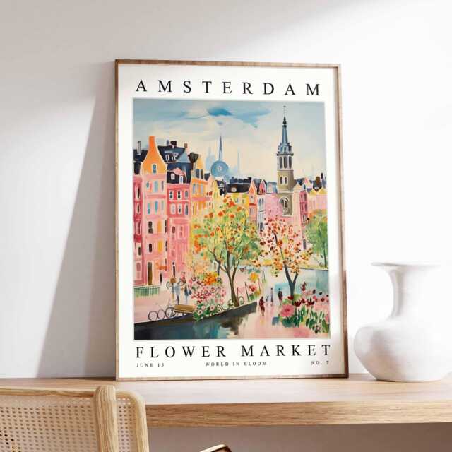 Amsterdam Flower Market Print Dutch Floral Wall Art - image 1
