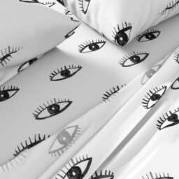 Eyes Sheets - Big Watching You By Katerinaizotova Watercolor Black & White Human Cotton Sateen Sheet Set Bedding Spoonflower - thumbnail 2