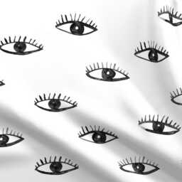 Eyes Sheets - Big Watching You By Katerinaizotova Watercolor Black & White Human Cotton Sateen Sheet Set Bedding Spoonflower - thumbnail 4