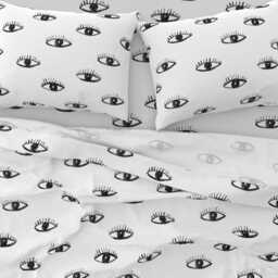 Eyes Sheets - Big Watching You By Katerinaizotova Watercolor Black & White Human Cotton Sateen Sheet Set Bedding Spoonflower - thumbnail 3